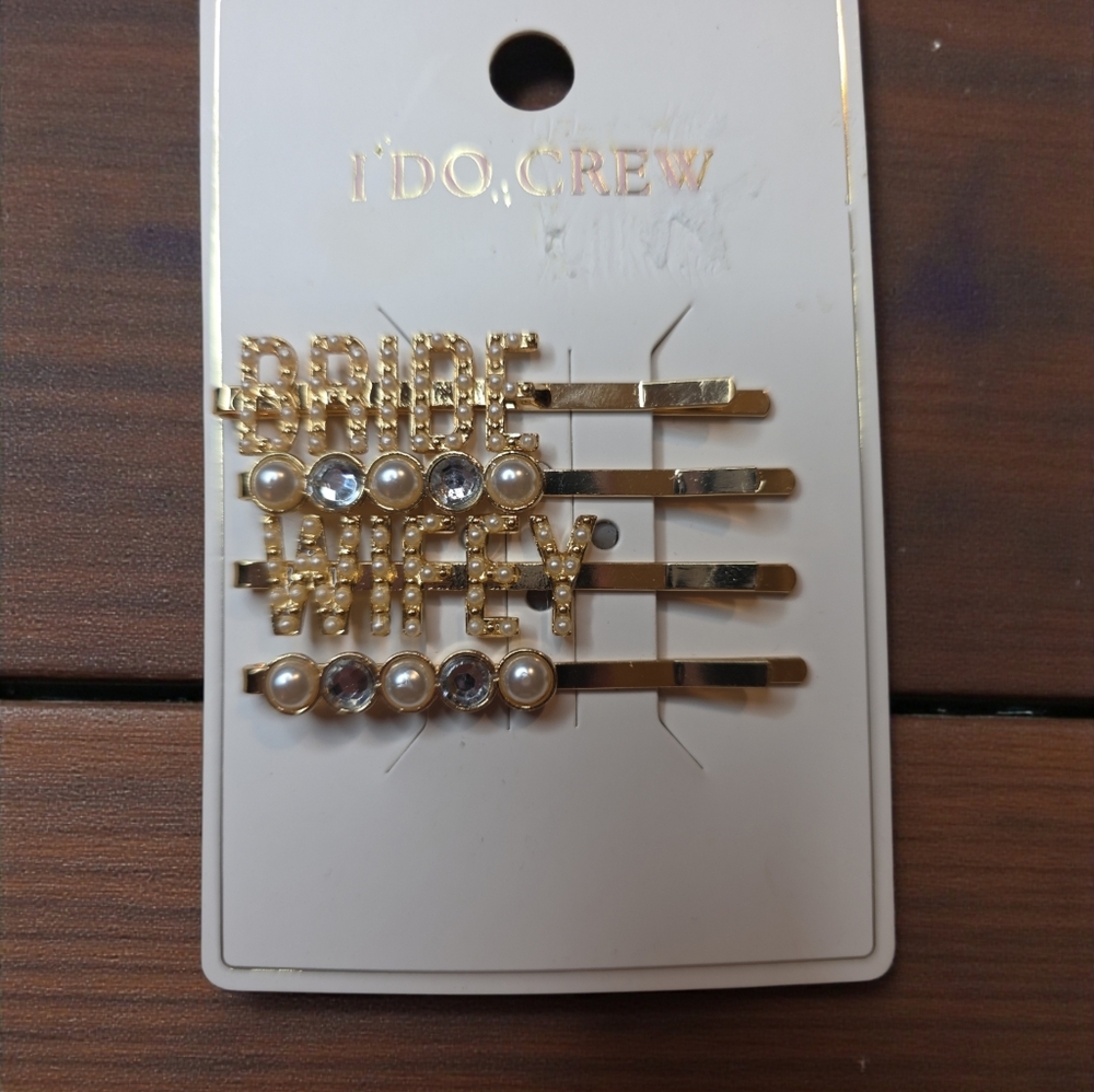 J. Crew Gold Hair Clips with Crystal Details